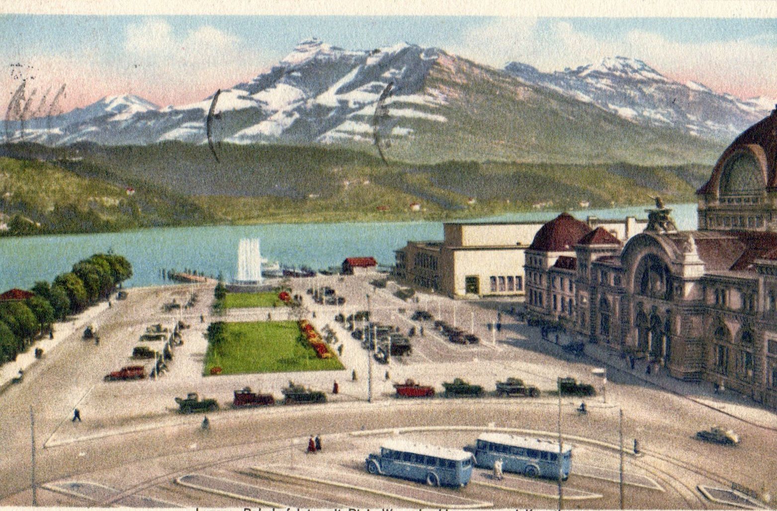 Cartoline postali: Luzern - Bahnhofplatz mit Rigi – Usato da Melano venduto da pisonsdro
