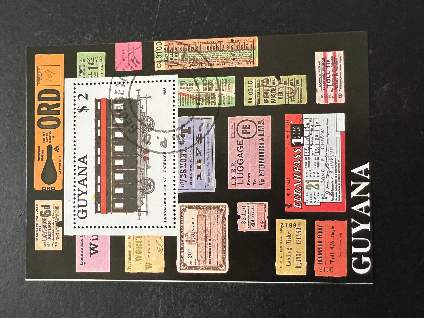 Alle Briefmarken: Guyana Train  1988  Block gestempelt (E262) – Gebraucht aus Hinwil von Sidi4