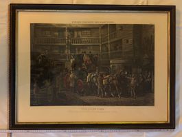 Antike Lithografie "The Olden Time" gerahmt