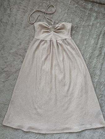 H&M Dress beige strapless gathered detail size XS