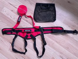 Ski Ties, Skigurt, Rot/Schwarz mit Netzbeutel, Top Zustand