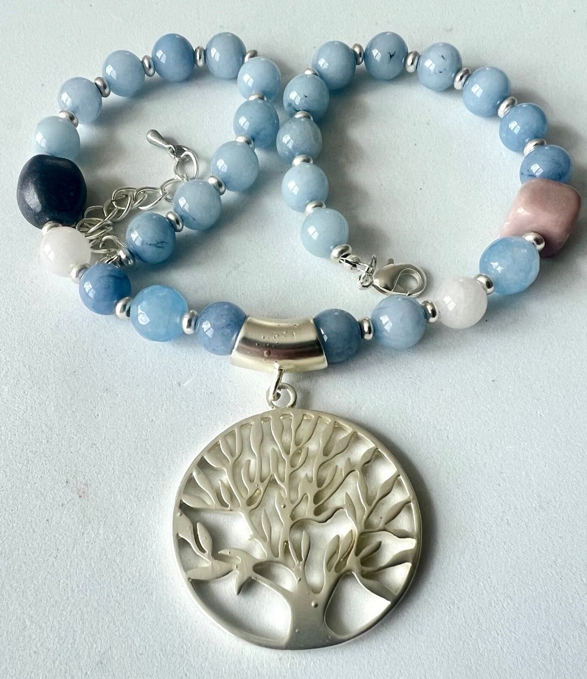 Ketten: Edelsteinkette mit blauem Chalcedon & Lebensbaum Unikat – Neu (gemäss Beschreibung) aus Ruswil von artbyhand 3