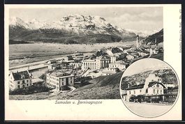 Samaden, Bahnhof, Blick zur Berninagrupp