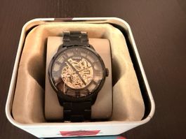 Fossil Automatik Skeleton Uhr – Schwarz – 20 Jewels – mit Bo