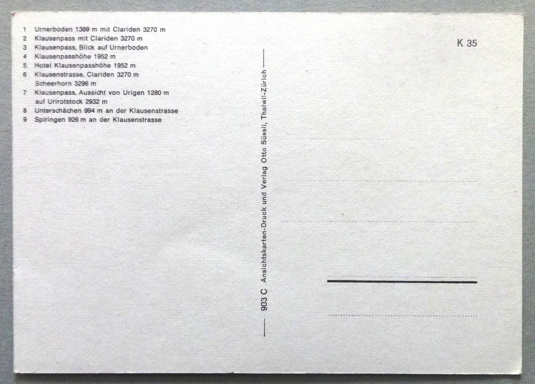 Cartoline postali: Klausenpass – Usato da Fétigny venduto da Billy2miny 1