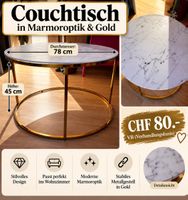 Couchtisch Marmoroptik Gold rund Durchmesser 78 cm