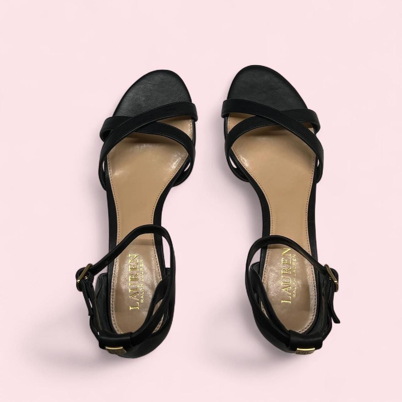 Ralph Lauren Damenschuhe: Ralph Lauren Sandalen Heels Folly schwarz 40 8.5 Leder gold – Neu und originalverpackt aus Stäfa von Schatztruhe05 2