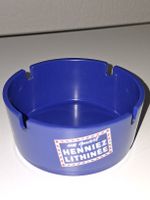 Vintage Henniez Lithinée Werbe-Aschenbecher blau Ornamin