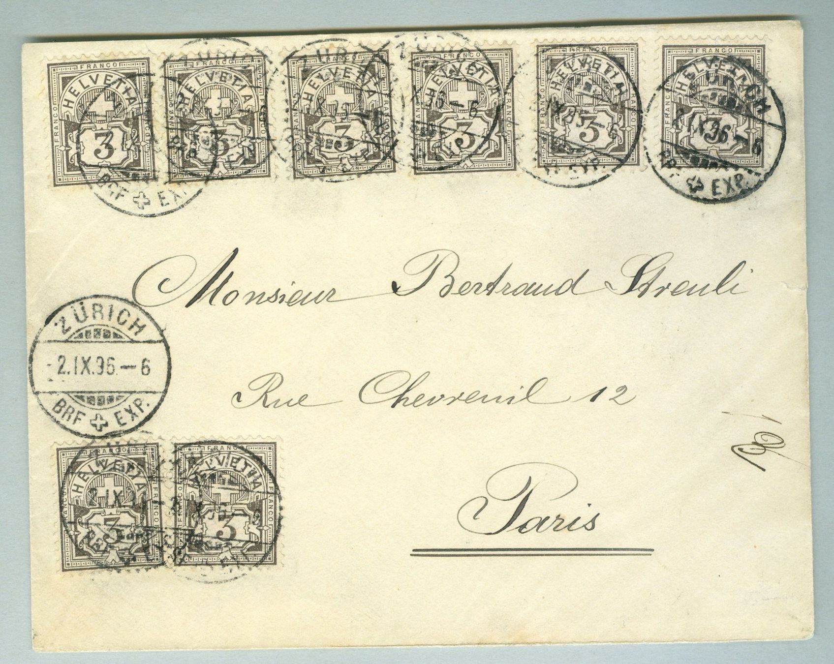Tutti i francobolli: 1896 Schweiz Bedarfspost – Usato da Zürich venduto da yago-rot