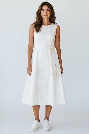Baumwoll-Leinen Midi-Kleid  Neu mit Etikett Grösse M