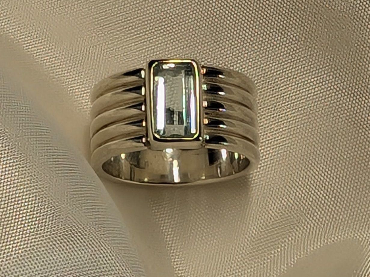 Ringe: Goldschmiedearbeit Silberring Aquamarin, Gr. 55 – Gebraucht aus Ermatingen von Hanni_und_Nanni