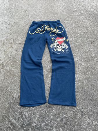 Ed Hardy Jogginghose blau Grösse S mit Print