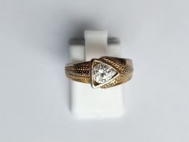 Goldring vergoldet 18k, Gr.51, mit Zirkonia, Dreieckfassung