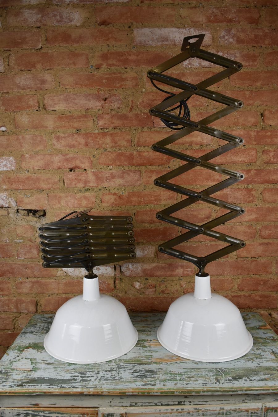Lampadari & plafoniere: KE465 Alte Emaille Scherenlampe /Deckenlampe/Industrie – Usato da kraiburg am inn venduto da Vintage-Living 2