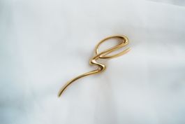 Vintage Brosche gold Kalligrafie Schwung abstrakt 80er