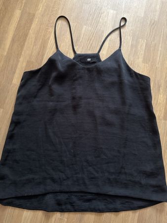 H&M Top schwarz Trägertop XS, Satin