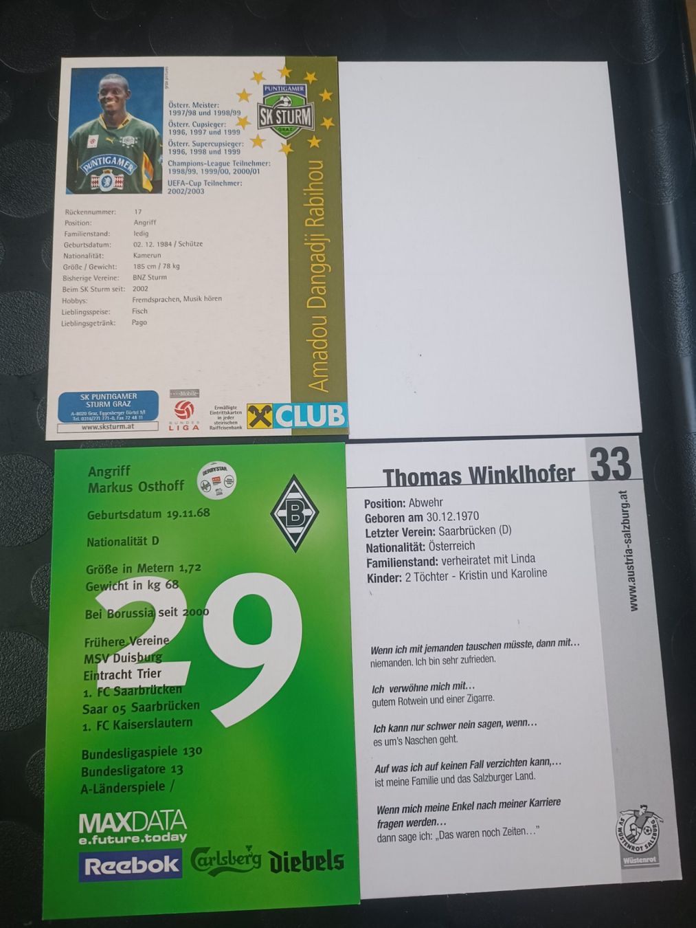 Autografi: Fussball-Mix - 4 signierte Autogrammkarten - Set – Usato da Menziken venduto da Artographs 1