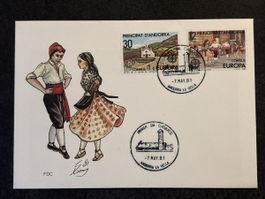 Enveloppe Premier Jour Andorre 1981 folklorique