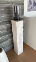 weisser Kerzenständer aus Holz (inkl. Glasvase & Kerze)