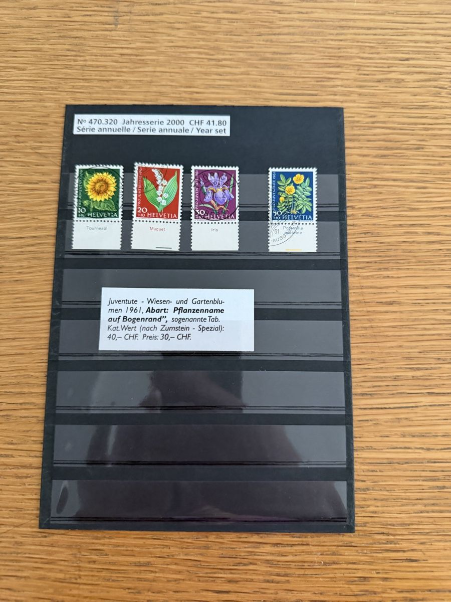 Alle Briefmarken: 13 Steckkarten mit Pro Juventute Marken mit Bogenrand – Gebraucht aus Murgenthal von Tina_4055 8
