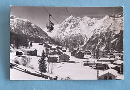 Grächen  - Dorfansicht - Sessellift - Winter 1974