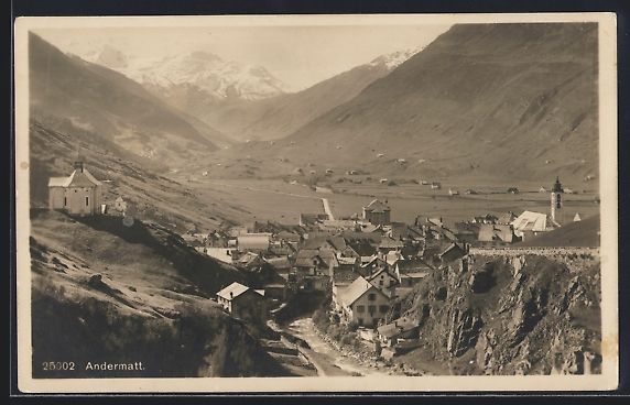 Cartoline postali: Andermatt, Ortsansicht mit Fluss und Ber – Usato da Berlin venduto da bartko-reher
