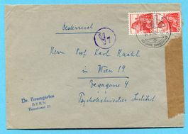 Zensurbrief von Bern nach Wien 1948