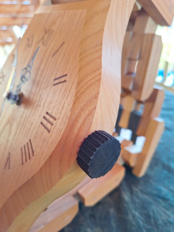 Driini Holz Tischuhr 10,9cm - Geräuschlose Analoguhr Aus Kiefernholz