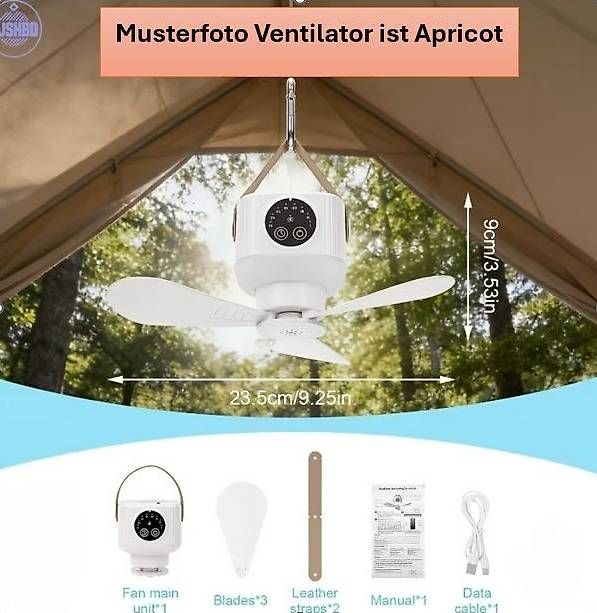 Ventilatori: Neuer mobiler Deckenventilator (Apricot), mit Licht – Nuovo e nell'imballaggio originale da Altenrhein venduto da marcow313 5