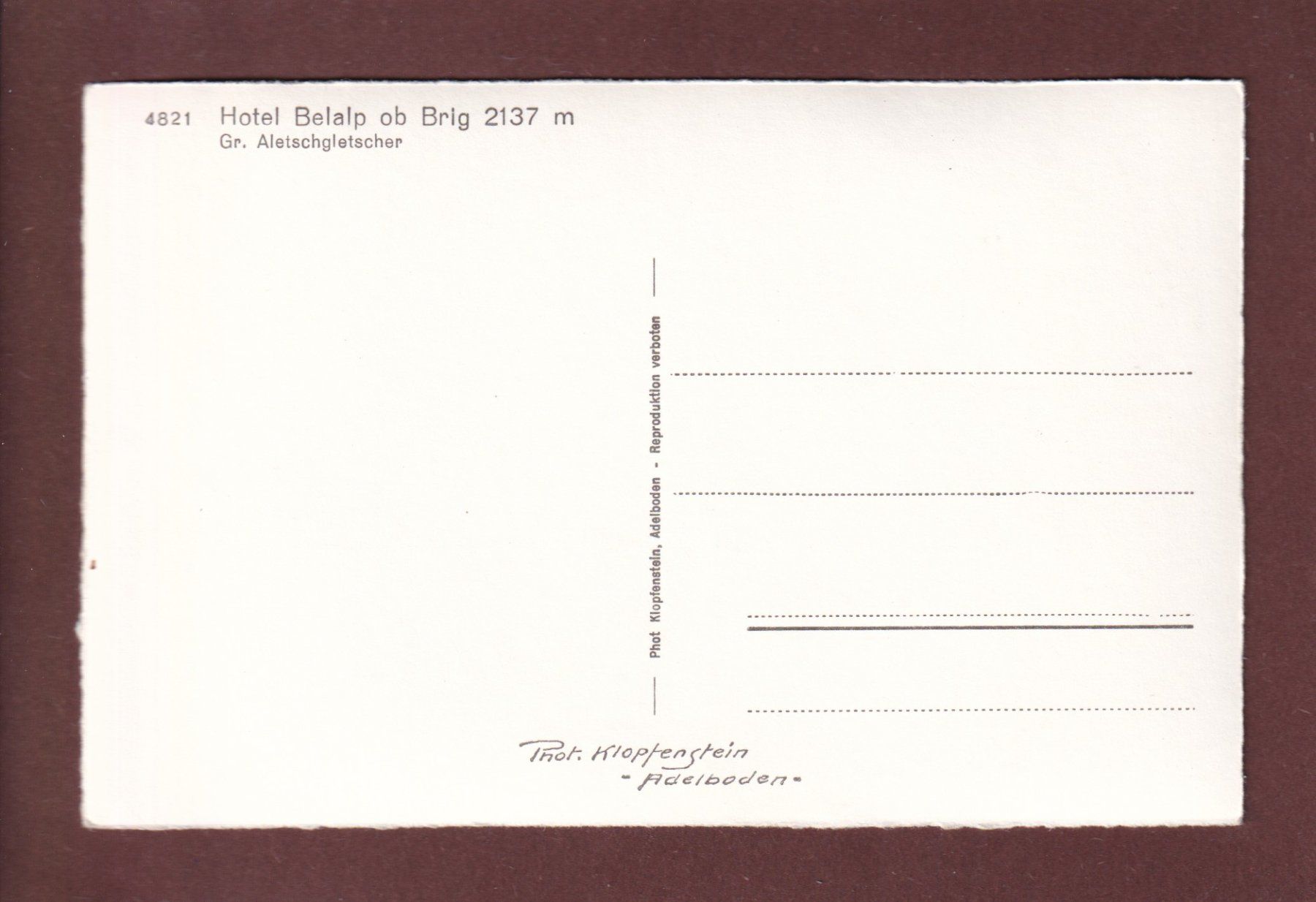 Cartoline postali: Hotel BELALP - Aletschgletscher – Usato da Pully venduto da nicecards 1