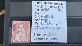 Seltene STRUBEL-MARKE Znr. 24D.a, Signiert + Befund Hermann