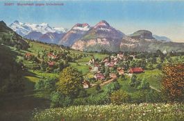 Morschach Dorf SZ mit Urirotstock ca.1920  sehr gut erhalten