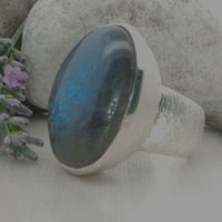 Unikate Silber Ring 925 Grösse 56 mit Labradorite