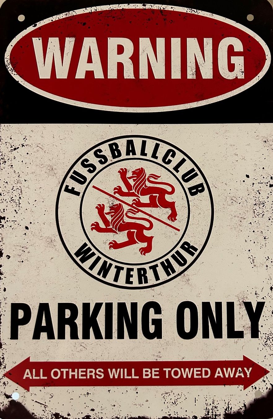Insegne: FC Winterthur Parking Blechschild Schützenwiese Englisch – Nuovo e nell'imballaggio originale da Dättlikon venduto da easythings