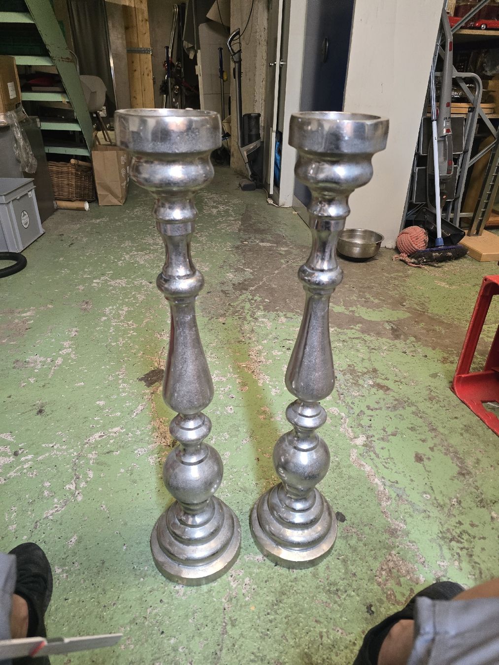 Portacandele: 2 Silberne Kerzenständer 85cm (D) – Usato da Rorschach venduto da TimelessTrading