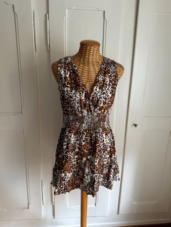 FORCYNTHIA - Kleid braun-weiss gemustert S