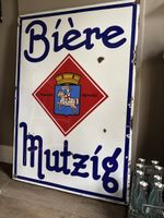 Emailschild, Bière Mutzig, Alsace, Reklame, XXL