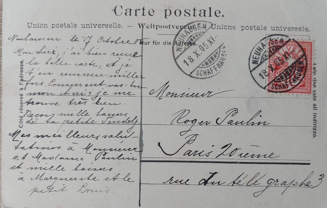 Cartoline postali: SCHAFFHAUSEN  -  Kantonalbank  - 1905 – Usato da Delémont venduto da Domdom1 1