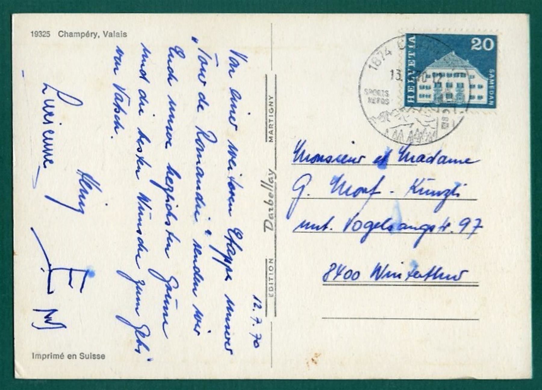Cartoline postali: Champéry, Hauptstrasse, 1970, gelaufen, Grossformat – Usato da Sargans venduto da Hausi1951 1