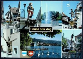 Gruss aus ZUG Denkmäler an Brunnen
