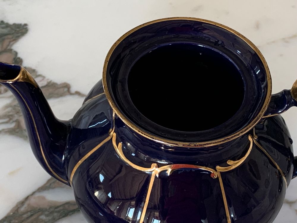 Set teiera e tazza porcellana blu Royal Garden rosso