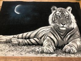 EINZELSTÜCK ZUM SONDERPREIS ➡Grösseres Papyrus Bild Tiger