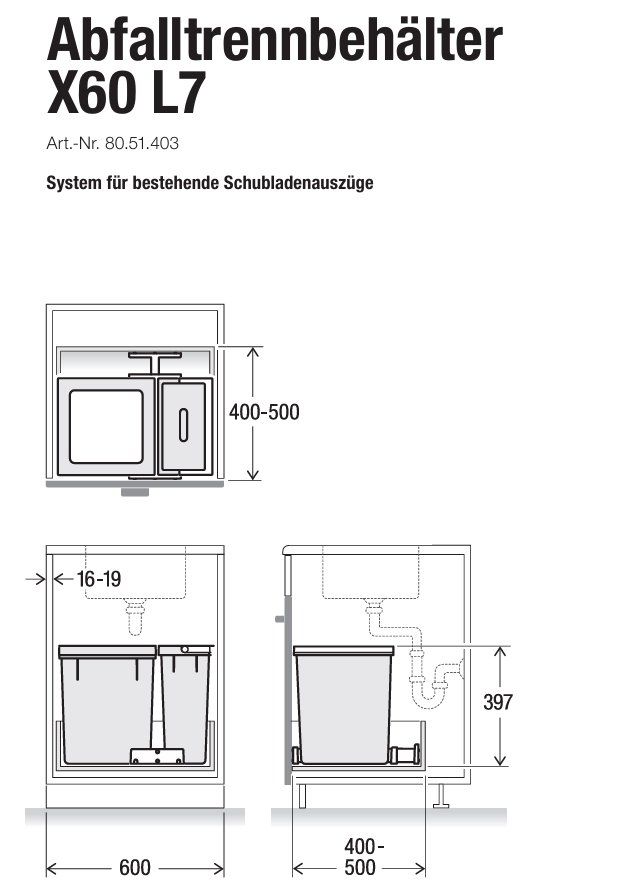 Müllex Abfalleimer: 067 Müllex Abfallsystem X60 L7 – Neu und originalverpackt aus Derendingen von Meisterstuecke 3