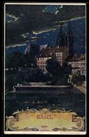 Basel, Rheinpartie bei Nacht