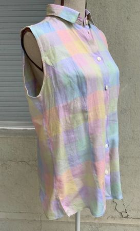 Superbe blouse sans manche pastel RAFAELA BENZ 100%lin t.40