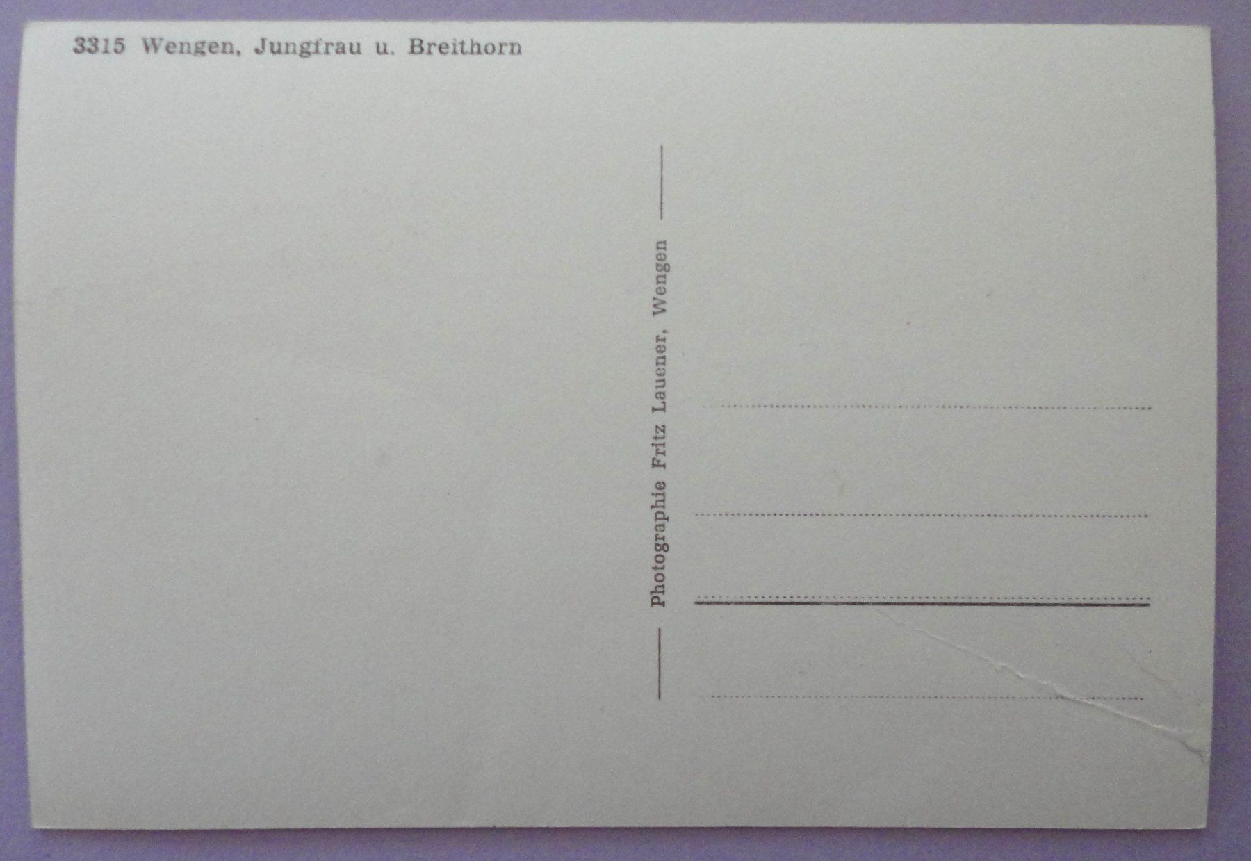 Cartoline postali: Wengen, Jungfrau u. Breithorn – Difettoso da Fétigny venduto da Billy2miny 1