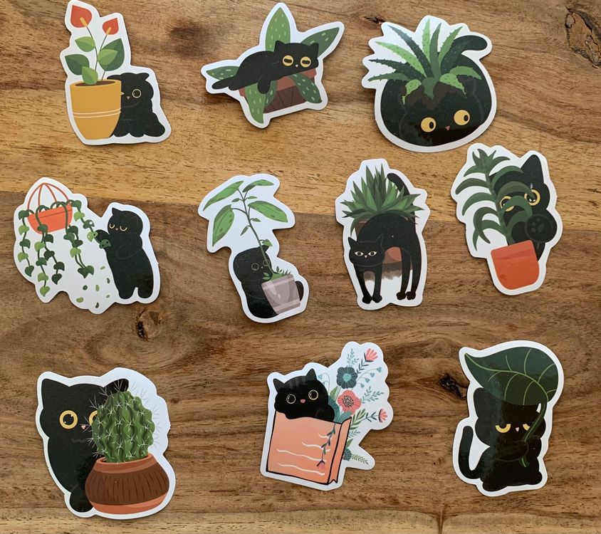 10 Sticker Katzen & Pflanzen Kaufen auf Ricardo