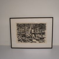 Lithographie ''Holzfäller im Wald'' Jacques Düblin (S228)