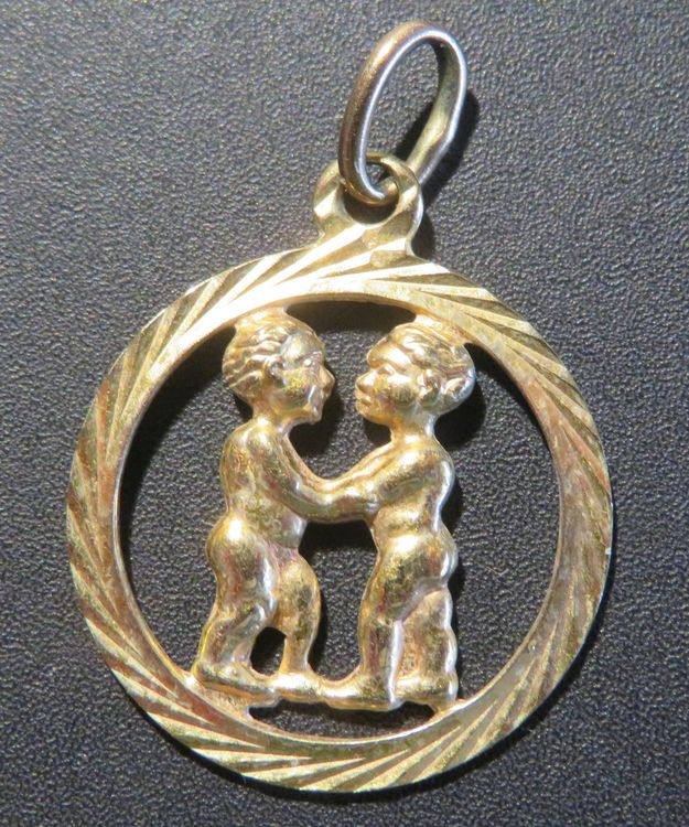 Anhänger 15mm Sternzeichen Zwillinge 9Kt verschiedene Farben
