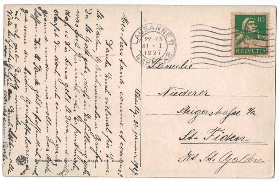 Cartoline postali: Lausanne, Pont Chauderon, St-Sulpice, circulée 1927 – Usato da Frauenfeld venduto da POML 1